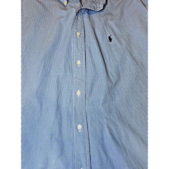 Ralph Lauren Button Down Shirt Gingham Check Blue Mens Size XL Long Sleeve Logo - Picture 5 of 16